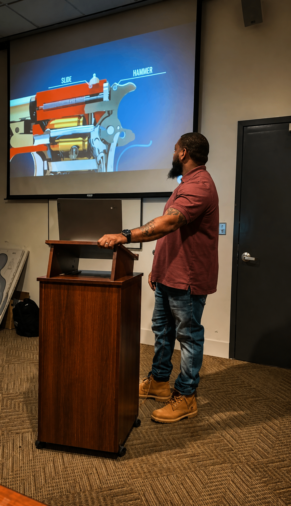 Premier Intent instructor delivering classroom firearm instruction